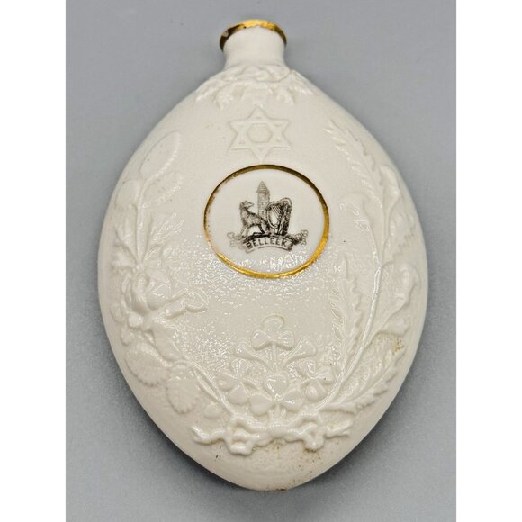 Belleek 19th c. Porcelain Judaica Jewish Irish Circumcision Flask 1st Gen Mark - Picture 4 of 10